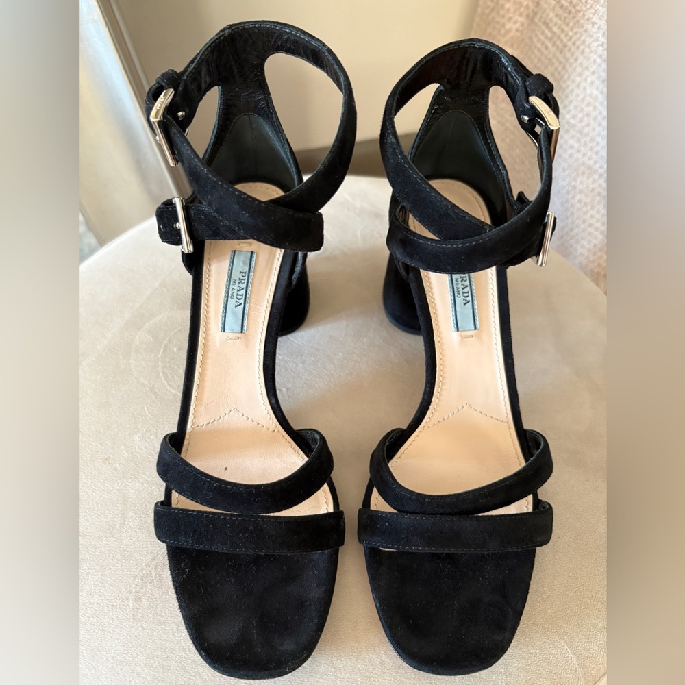 Prada 90’s style Women's Black Suede Heels